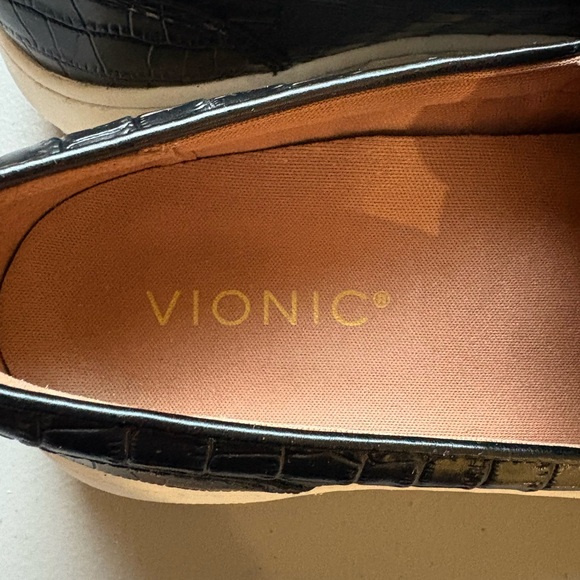Vionic Dinora Black Croc Textured Platform Slip-On Sneakers - Picture 3 of 7